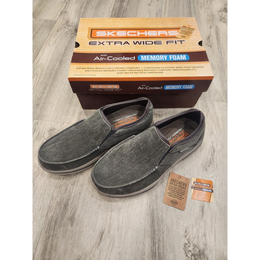 Skechers Men's Creston Moseco Charcoal Grey Relaxed Fit Slip On Shoes Sz 11EW